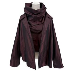 Vintage 90's Zoran Silk Two-Piece Set Cowl Neck Top & Jacket Italy Architectural